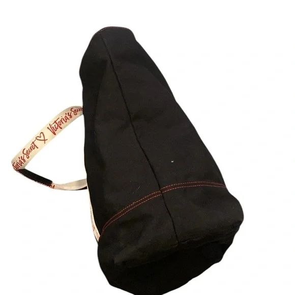 Victoria’s Secret black Canvas Tote Bag with signature red Logo Straps - Picture 6 of 8